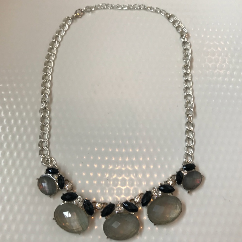 Grey and Black Crystal Statement Necklace